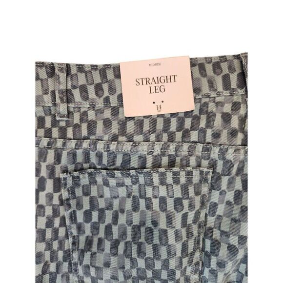 New Y2K Future Collective Gabriella Karefa Johnson Blue Check Wide Leg Jeans 14 - Picture 6 of 8